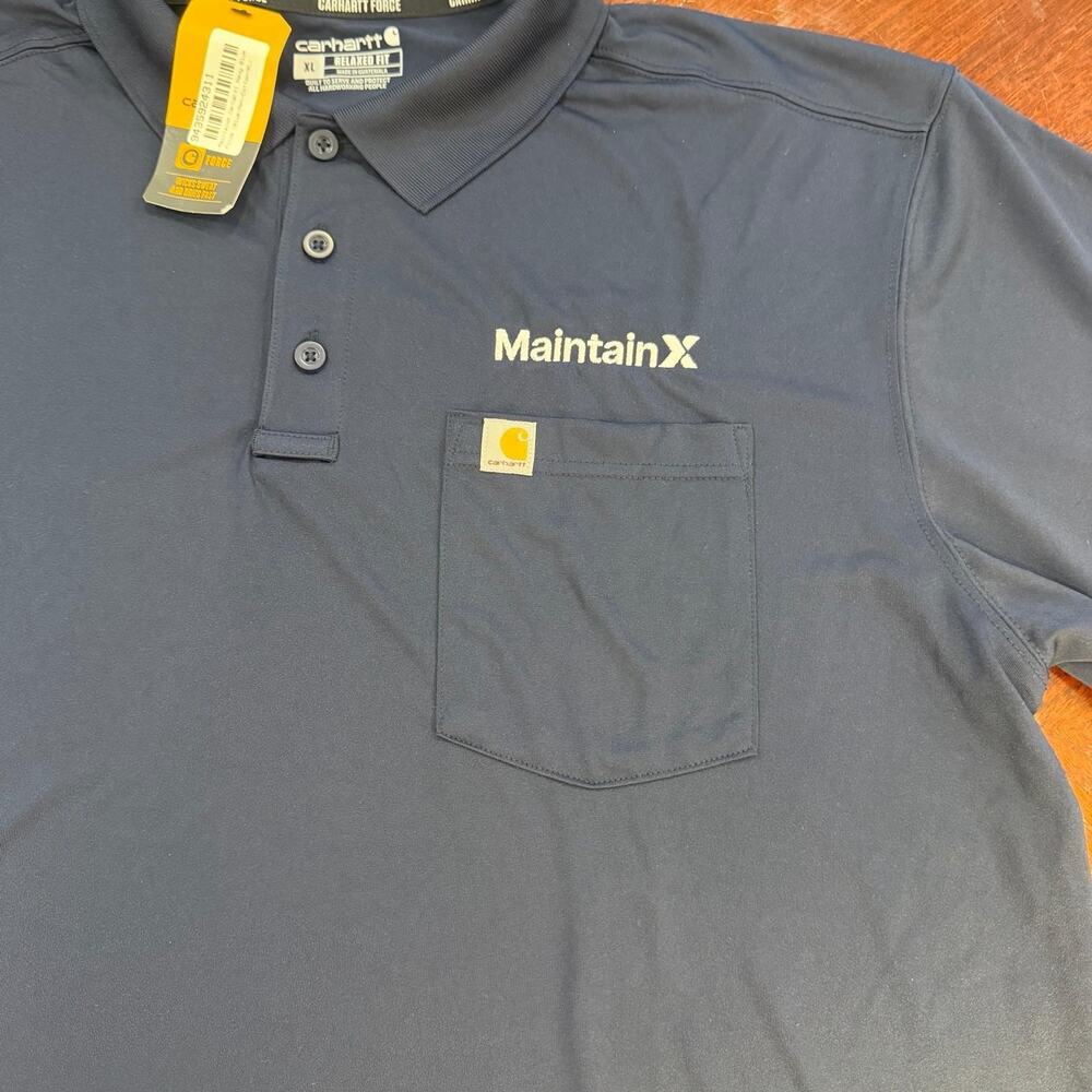New Carhartt Force Shirt mens XL Blue Short sleeve polo Snag Resistant Pocket - Picture 10 of 12